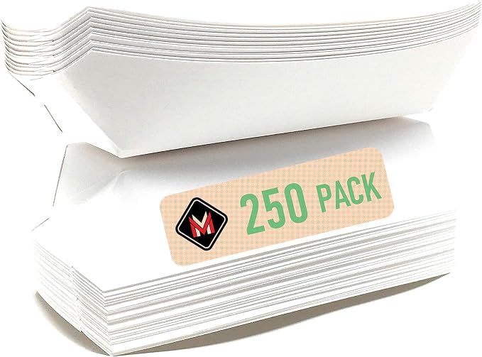 Mr Miracle 7 Inch Paper Hot Dog Tray in White. Pack of 250. Disposable by MrMiracle