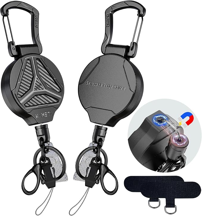KAHETA 2 Pack Retractable Keychain Heavy Duty Carabiner Badge Holder Clip by Unknown