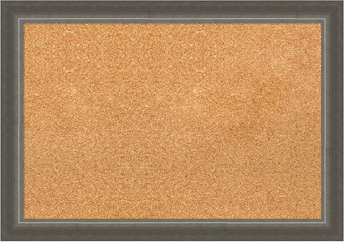 Amanti Art Natural Cork Board for Wall, 19x27 Vision Board with Silver Wood Frame, Medium Corkboard Office Decor for Home Organization, Casual Corkboard Pinboard to Display Items for Home-DeskLoop Office