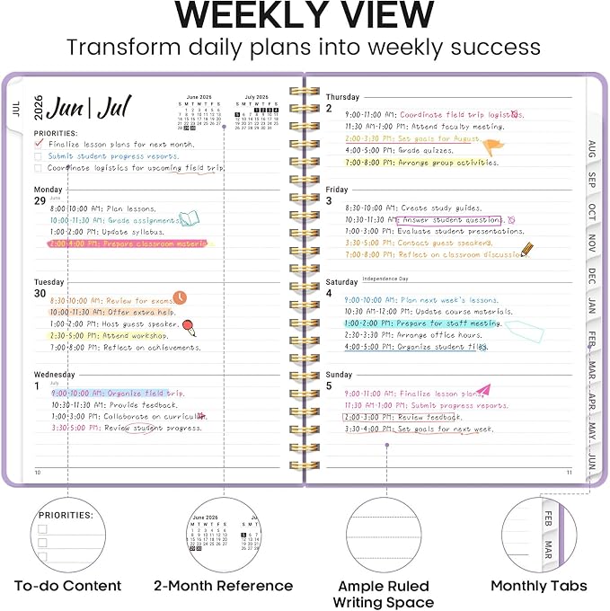 8.5" x 11" Academic Planner 2026-2027, Weekly & Monthly Calendar Planner Book - Image 3