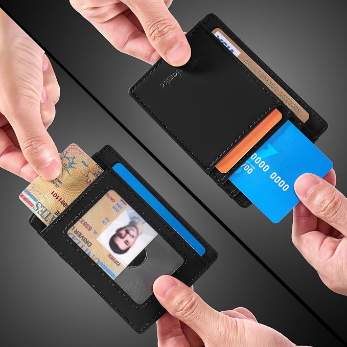 Travelambo Slim Wallet Front Pocket Minimalist Leather RFID Blocking Medium Size - Image 4
