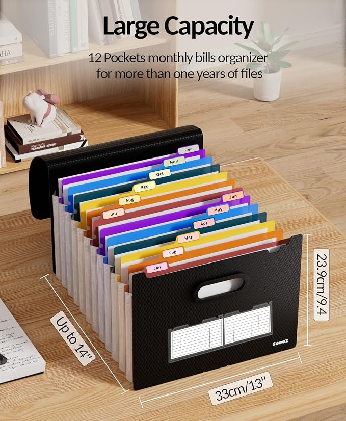 Sooez Upgraded Accordion File Organizer, Expanding File Folder - Image 3