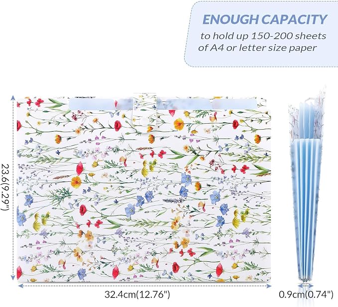 SKYDUE Accordion File Organizer, Floral Expanding File Folders - Image 5