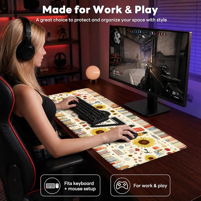 Desk Mat, Big Desk Pad, 31.5x11.8 Inches Extended Big Gaming Mouse Pad - Image 7