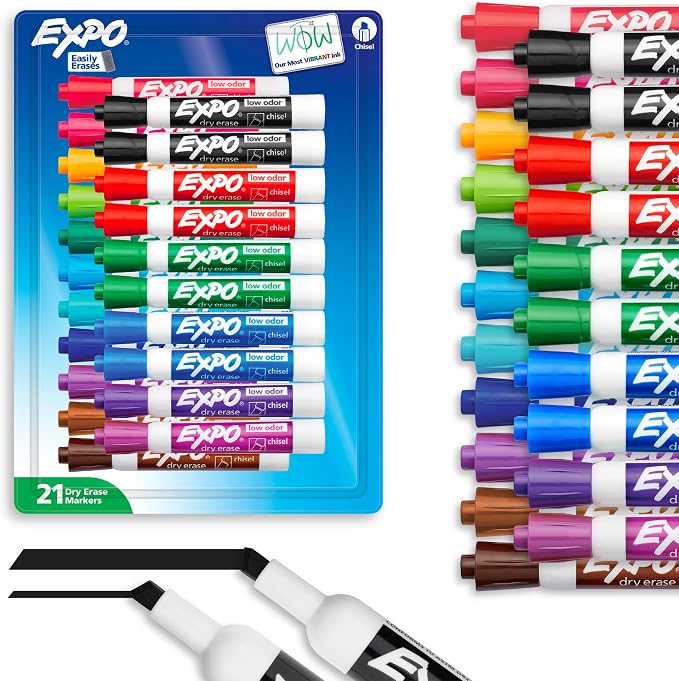 EXPO Dry Erase Markers, Low Odor Ink, Chisel Tip by Unknown