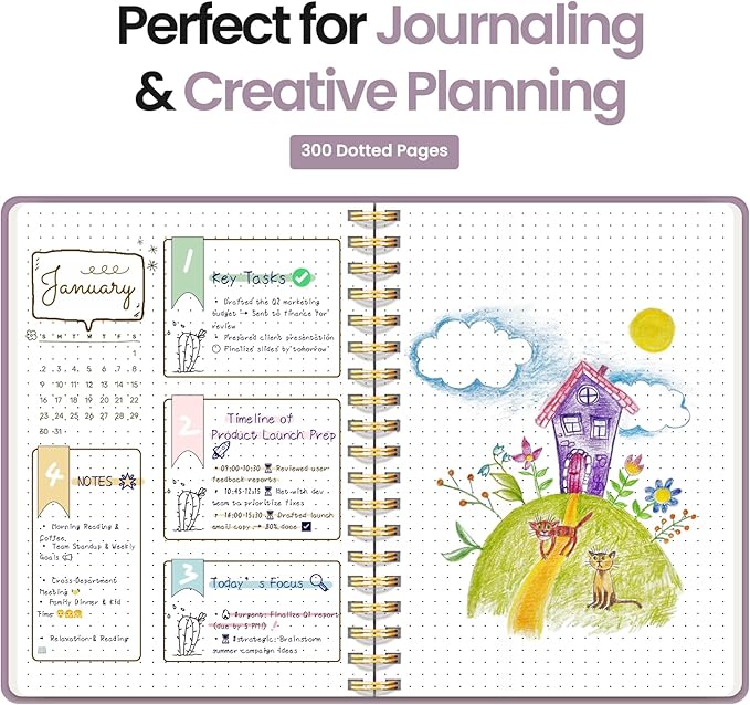 Spiral Graph Paper Notebook Journal for Work, 300 Pages, Thick B5 (7.1"x10") Grid Journals for Women & Writing, Hardcover Notebook for Note Taking, Perfect for Work School Note Taking Business, Purple-DeskLoop Office