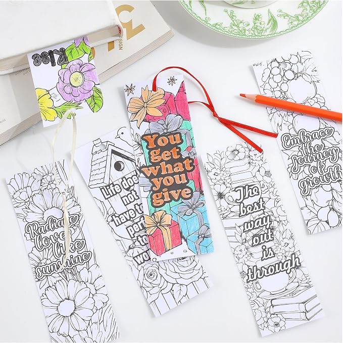60 PCS Inspirational Quotes Coloring Bookmarks, DIY Coloring Book Markers - Image 2