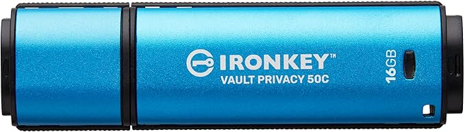 Kingston Ironkey Vault Privacy 50 USB-C 16GB Flash Drive | FIPS 197 Certified | XTS-AES 256-bit | BadUSB and Brute Force Protection | Mult-Password Option | IKVP50C/16GB-DeskLoop Office