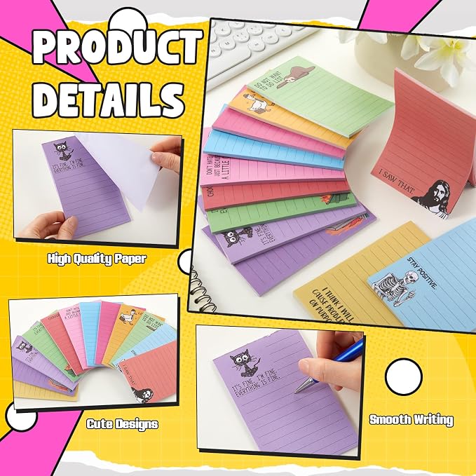 12 Pack Funny Notepads, 5x3 Inches Sarcastic Note Pads Memo Fun Office Gifts - Image 3