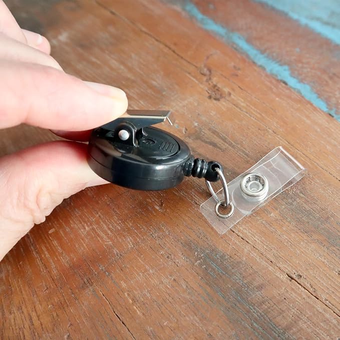 Bulk 25 Pack - Black Retractable Badge Reels - Bulk Premium Black Retractable - Image 4