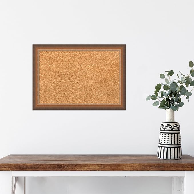 Amanti Art Natural Cork Board for Wall, 14x20 Vision Board with Bronze Frame, Small Corkboard Office Decor for Home Organization, Modern Corkboard Pinboard to Display Items for Home Organization in-DeskLoop Office