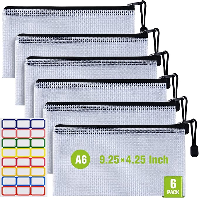 Plastic Mesh Zipper Pencil Pouches, A6 Size Zipper Documents Pouch Document by AstenInc