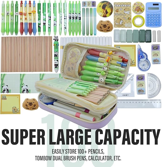 Large Capacity Pencil Case - Durable Zipper Aesthetic Pen Pouch, Big Storage Organizer for School, Office & Travel - Waterproof & Multi-Use (Purple)-DeskLoop Office