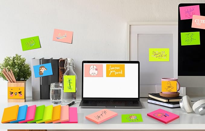 Sticky Notes 3x5 in, Bright Colors Strong Adhesive Post, Suitable - Image 6