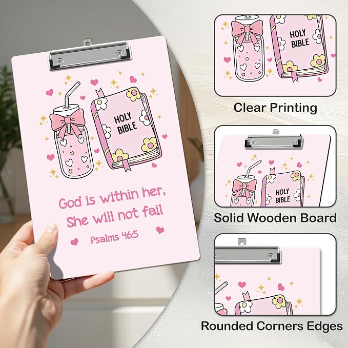 APIILVPQ Pink Clipboard, Bible Verse Clipboards - Image 4