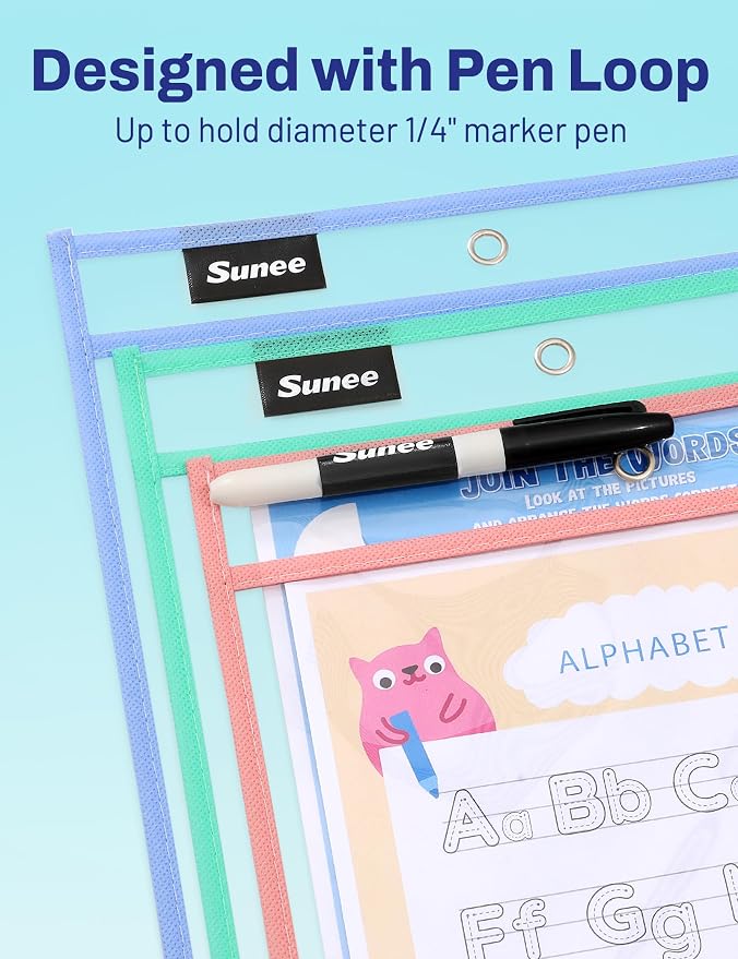 SUNEE 35 Packs Oversized Reusable Dry Erase Pocket Sleeves - Image 4