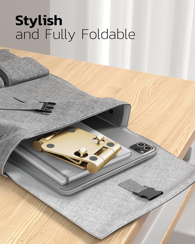 Nulaxy Dual Folding Cell Phone Stand, Fully Adjustable Foldable Desktop Phone - Image 5