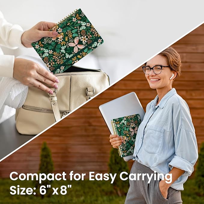 Lined Spiral Journal Notebook for Women, Cute A5 College Ruled Hardcover Notebook for Work & Note Taking, Aesthetic Pretty Journal for Writing, 140 Pages, Butterfly-DeskLoop Office