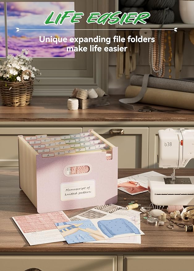 Accordion File Organizer, 26 Pockets Wheat Straw Expanding File Folders, Upright&Open Top, A-Z Bill Receipt Organizer, 100% BPA Free, Return to Nature, Healthy Living, Letter/A4 Size-Lavender Purple-DeskLoop Office