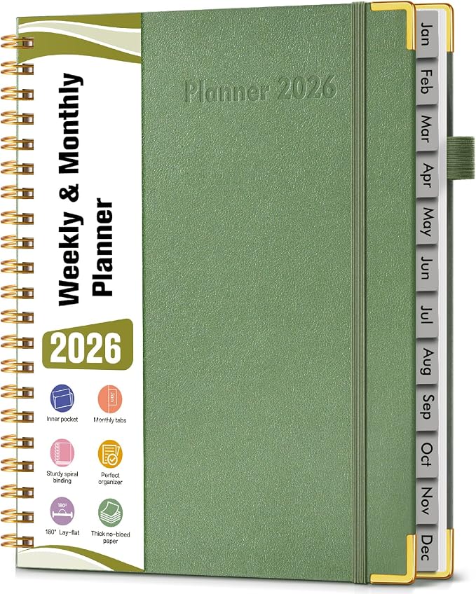 2026 Planner, Hardcover Leather Weekly and Monthly Planner, January 2026 by Unknown