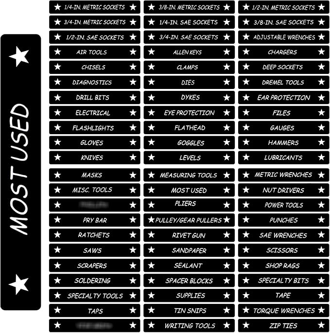 Tenare Magnetic Tool Box Labels, 4.5 x 0.75 Inch Organizer Magnets by Tenare