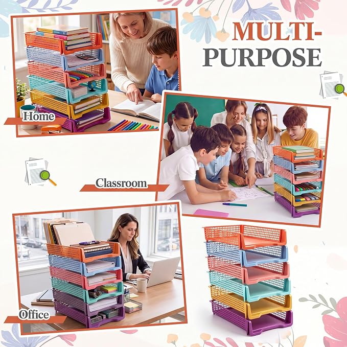 Geetery Set of 6 Turn in Trays Classroom Plastic Trays - Image 5