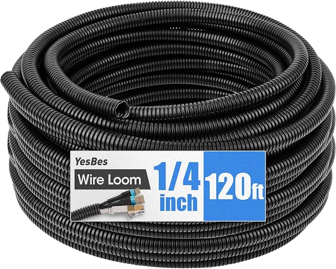 120 FT Wire Loom 1/4 Inch, Split Wire Loom Tubing Conduit, Wire Protector Tubing by YesBes