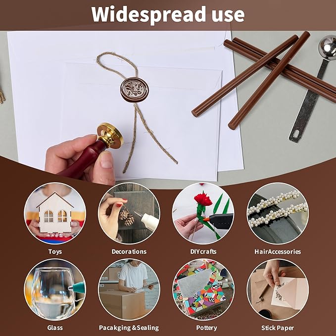 MATUFF Brown hot Glue Sticks Full Size 0.43” Dia x 8” Long, 20 pcs Hot melt Adhesive Glue Sticks, All-Purpose Colored Glue Gun Sticks for DIY Brown Crafting Arts and Home Decoration Repair Bonding-DeskLoop Office