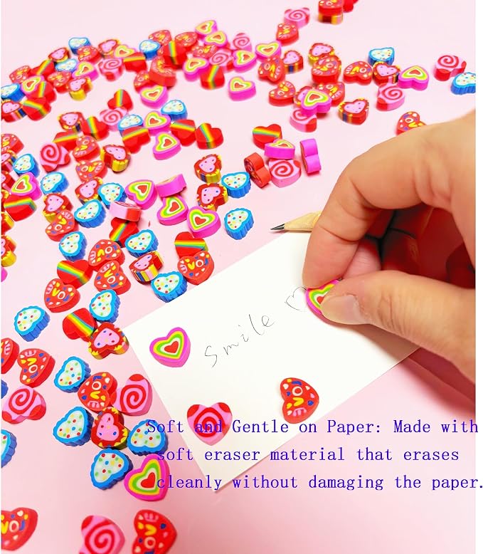 400PCS Mini Cute Heart Erasers for Kids Bulk, Fun Erasers for Classroom Back to - Image 5