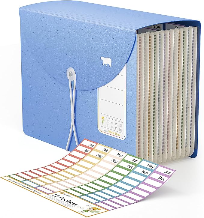 EcoStash 12-Pocket Wheat Straw Expanding File Folder, Adorable Polar Bear by EcoStash