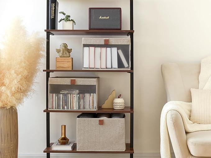 StorageWorks Closet Storage Bins, Extra Large Storage Baskets with Clear Window and Handles, Foldable Fabric Organizer for Clothes, Shelves, Brown and Beige, 3 Pack-DeskLoop Office