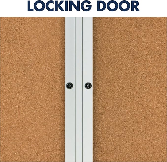 Quartet Cork Bulletin Board, 2 Glass Doors, Enclosed, 4' x 3', Outdoor Message Board, Aluminum Frame (2124)-DeskLoop Office