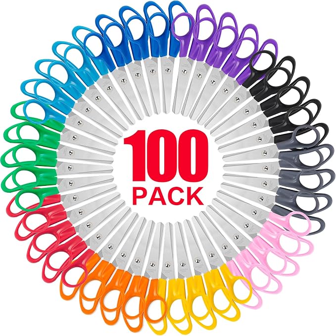 Toidgy 100 Pack Kids Scissors, 5 Inch Scissors Bulk by Toidgy