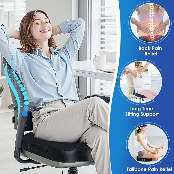 TushGuard Seat Cushion for Office Chair Memory Foam Non-Slip Cushion Back - Image 5