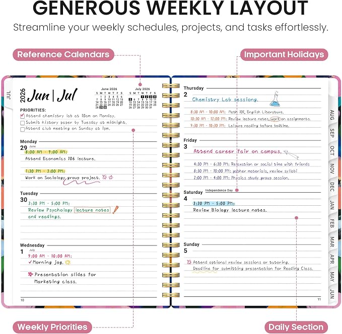 Planner 2026-2027, Academic Year Monthly and Weekly Calendar Planner, Jul 2026 - Image 3
