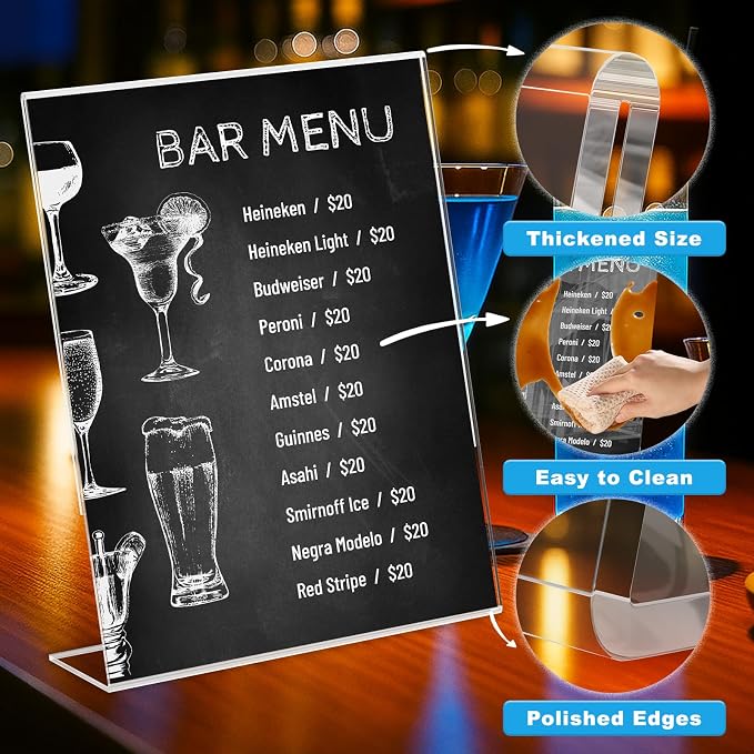 12 Pcs Acrylic Sign Holder 8.5 * 11inch, Slanted Back Sign Holder, Acrylic - Image 5