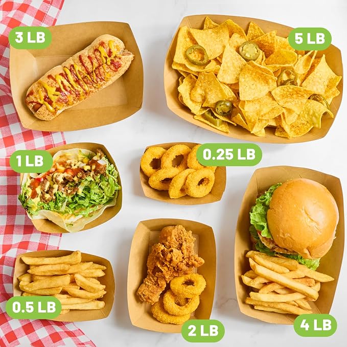 ZORRITA Small Paper Food Trays, 1 Lb, 250 Pack | Disposable, Kraft Brown Food - Image 6