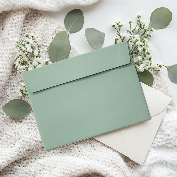 Slapaflife 50 Packs 5x7 Envelopes, Sage Green 5x7 Envelopes - Image 7