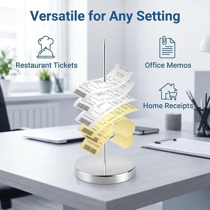 4-Pack Stainless Steel Receipt Spike & Ticket Holder – 5.5 Inch Rustproof Bill - Image 2