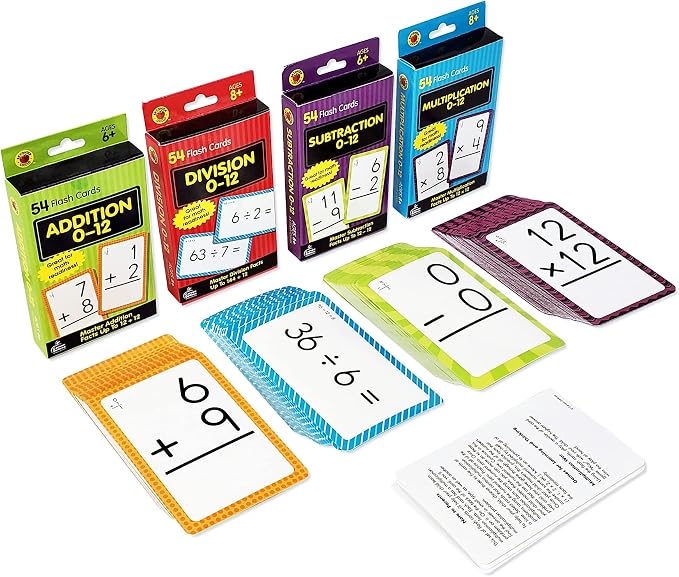 Carson Dellosa Addition, Subtraction, and Multiplication Flash Cards, 4 Sets of by Unknown