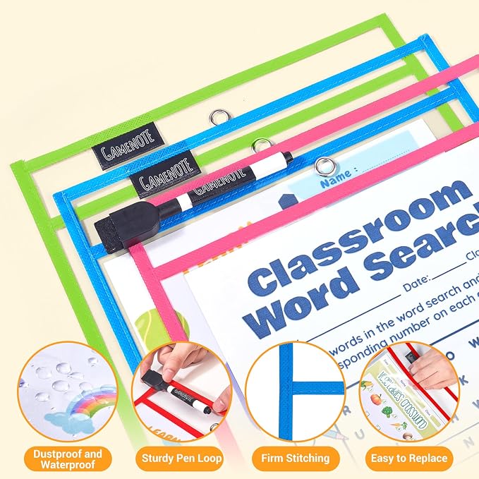 Gamenote 30 Pack Dry Erase Pockets - Image 2