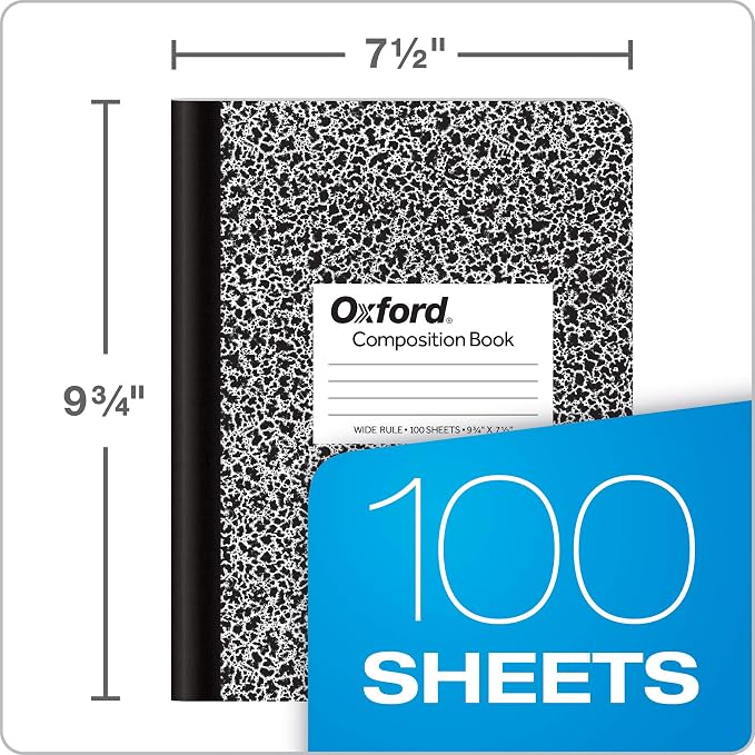 Oxford Composition Notebooks, Wide Ruled Paper, 9-3/4 x 7-1/2 Inches, 100 Sheets - Image 3