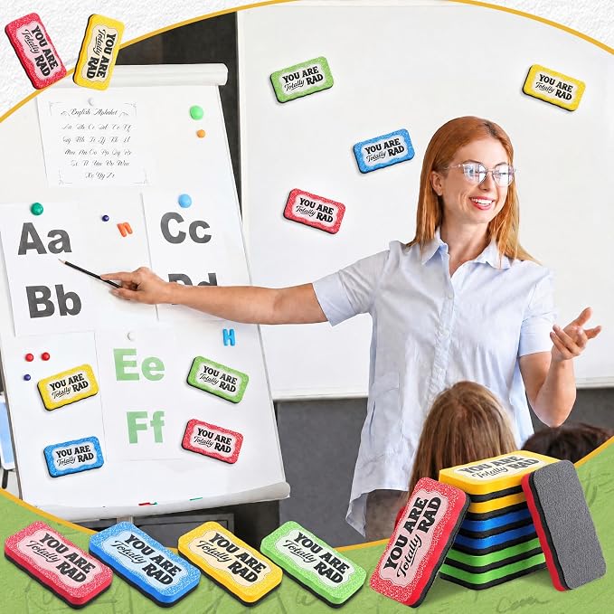 Lincia 8 Pcs Magnetic Dry Erase Erasers Composition Whiteboard Dry Erasers - Image 4