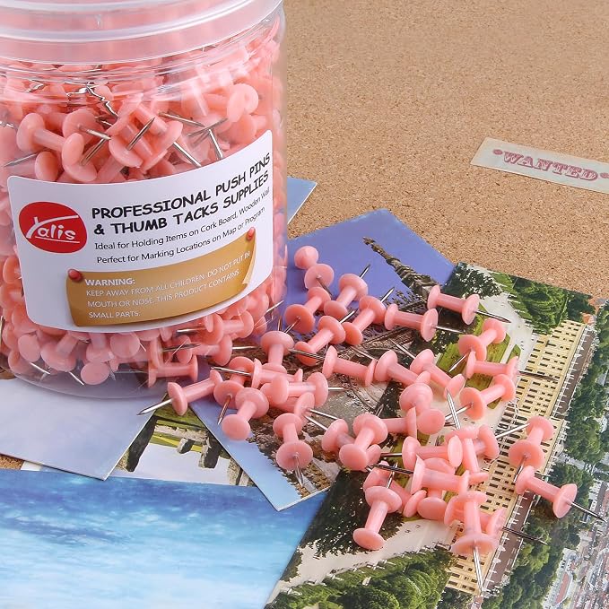 Push Pins 600 Count, Standard Pink Thumb Tacks - Image 5