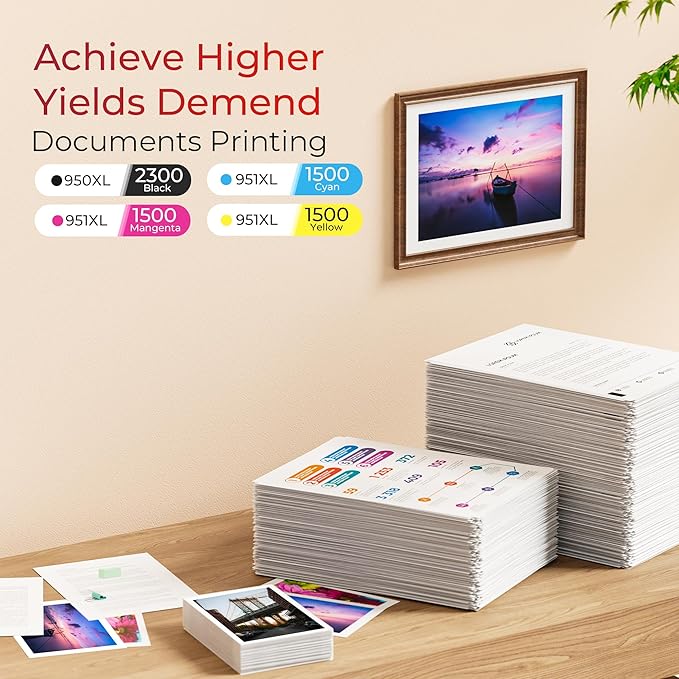 ejet 950XL and 951XL Ink Cartridges Combo Pack Compatible for HP 950 951 Ink Cartridges Combo Pack Use for OfficeJet Pro 8600 8610 8615 8620 8625 8100 8630 8660 276DW 251DW, Black Cyan Magenta Yellow-DeskLoop Office