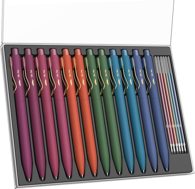 Mr. Pen- Ballpoint Pens with Case, 12 Pack, Colorful Ink, 12 Refills, 0.7mm | by MrPen