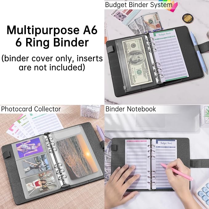Antner A6 Notebook Binder Refillable 6 Ring Budget Binder Cover - Image 4