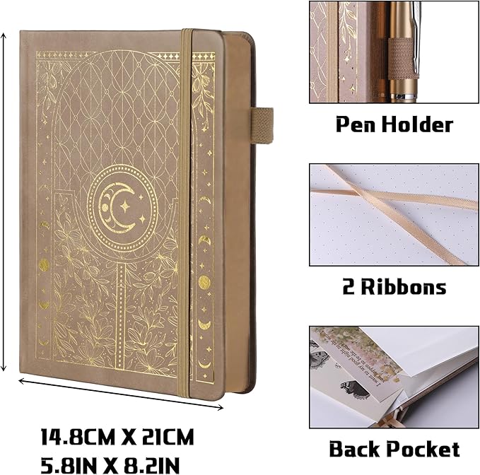 TIEFOSSI Bullet Dotted Journal Notebook, 160gsm 256 Numbered Thick Paper, A5 Hardcover Dotted Grid Diary for Women Men Work Writing, Bullet Dot Journaling, Drawing, 5.8 x 8.3 in-DeskLoop Office