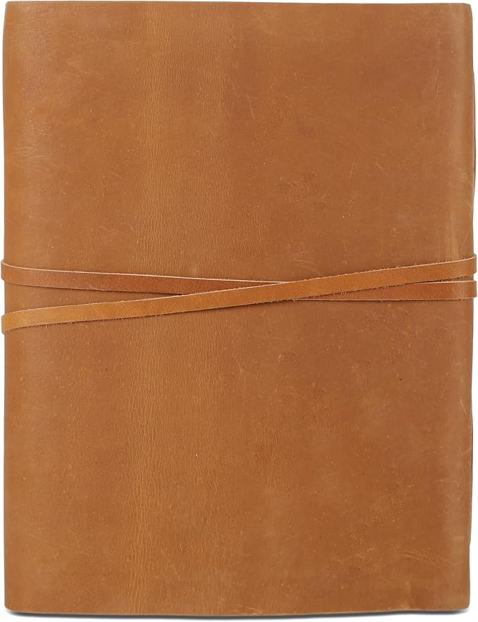 Leather Journal with Deckle Edge Paper 8x6 inch and Vintage Key | Handmade - Image 4