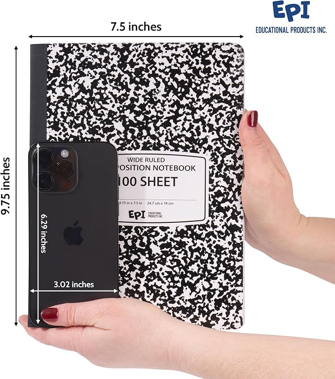 4 Pack - EPI Marble Hardcover Wide Ruled Composition Notebook | 200 Pages - Image 4